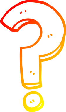 Bir insan tarafından çizilmiş bir çizgi film soru işaretinin sıcak gradyan çizgisi