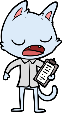 Bir insan tarafından çizilmiş konuşan kedi patronu.