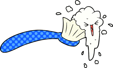 bir insan tarafından çizilmiş diş fırçası ve diş macunu.