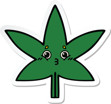 Bir insan tarafından çizilmiş marihuana yaprağının çıkartması.