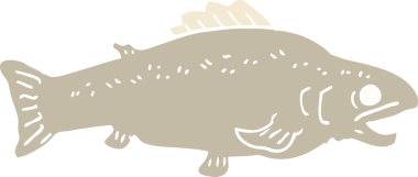 Bir insan tarafından çizilmiş düz renkli karikatür büyük balık