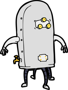 Bir insan tarafından çizilmiş komik robot.