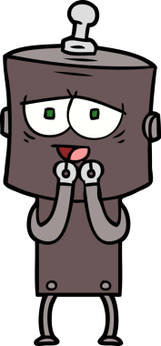 Bir insan tarafından çizilmiş çizgi film robotu