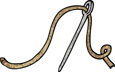 Grunge desenli karikatür iğnesi ve bir insan tarafından çizilmiş iplik.