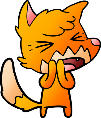 Bir insan tarafından çizilmiş kızgın çizgi film tilkisi.