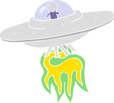 Bir insan tarafından çizilmiş uzaylı uçan dairesinin düz renk çizimi