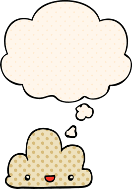 Çizgi roman tarzında bir insan tarafından çizilmiş küçük mutlu bulut.