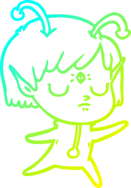 Bir insan tarafından çizilmiş bir uzaylı kız çizgi filmi.