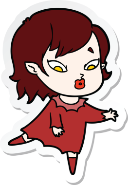 Bir insan tarafından çizilmiş şirin bir vampir kızın çıkartması.