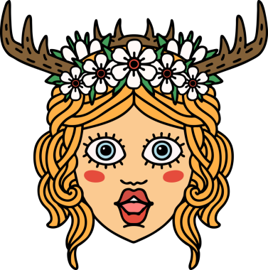 Retro Dövme Tarzı İnsan Druid karakteri bir insan tarafından çizilmiş