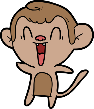 Bir insan tarafından çizilmiş gülen maymun çizgi filmi