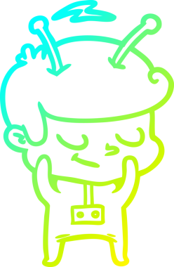 Utangaç bir uzay adamının insan tarafından çizilmiş soğuk çizgi çizgisi.