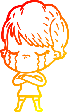 Bir insan tarafından çizilmiş, ağlayan bir çizgi kadın çizimi.