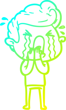 Bir insan tarafından çizilmiş ağlayan bir karikatür çizimi.