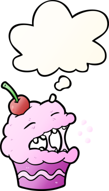 Düşünce baloncuklu çizgi film keki bir insan tarafından çizilmiş.