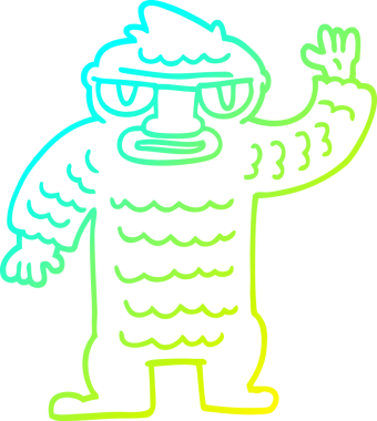 Bir insan tarafından çizilen büyük yeti çizgi filminin soğuk gradyan çizimi