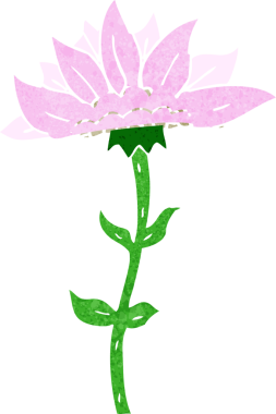 Bir insan tarafından çizilmiş karikatür çiçeği