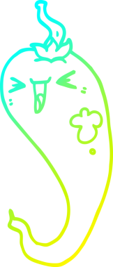 Bir insan tarafından çizilmiş sıcak kırmızı biber çizgi filminin soğuk gradyan çizimi