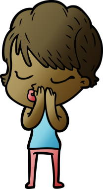 Bir insan tarafından çizilmiş gözleri kapalı çizgi film kadını.