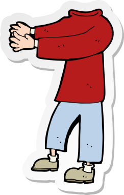 Bir insan tarafından çizilmiş başsız bir vücudun çıkartması.