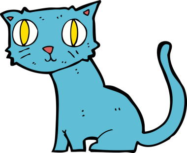 Bir insan tarafından çizilmiş çizgi film kedisi.