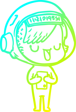 Bir insan tarafından çizilmiş soğuk gradyan çizgili astronot kadın çizimi.