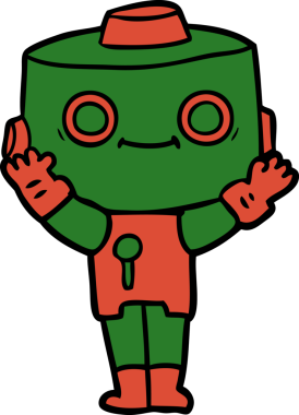 Bir insan tarafından çizilmiş çizgi film robotu