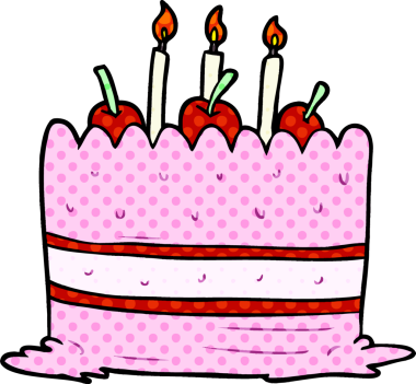 Bir insan tarafından çizilmiş doğum günü pastası.