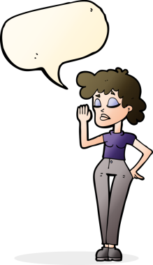 Bir insan tarafından çizilmiş konuşma balonuyla görmezden gelen karikatür kadını.