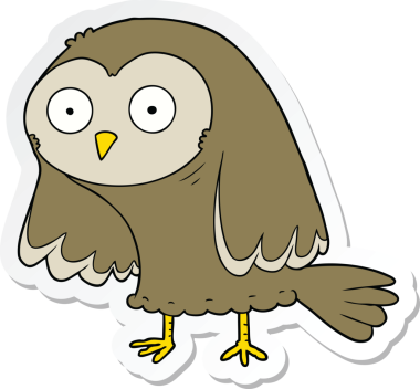 Bir insan tarafından çizilmiş bir baykuşun çıkartması.