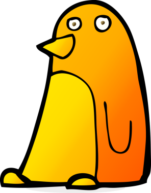 Bir insan tarafından çizilmiş çizgi film kuşu.