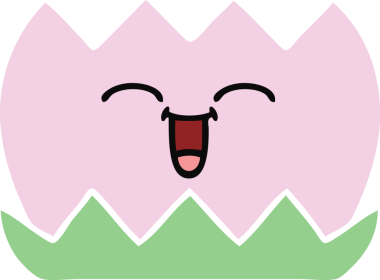 Bir insan tarafından çizilmiş bir nilüfer çiçeğinin düz renkli retro karikatürü