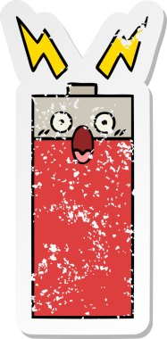 Bir insan tarafından çizilmiş şirin bir karikatür bataryasının sıkıntılı çıkartması.