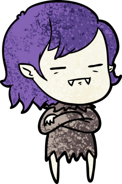 Bir insan tarafından çizilmiş ölümsüz vampir kız çizgi filmi.