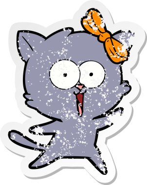 Bir insan tarafından çizilmiş karikatür bir kedinin sıkıntılı çıkartması.