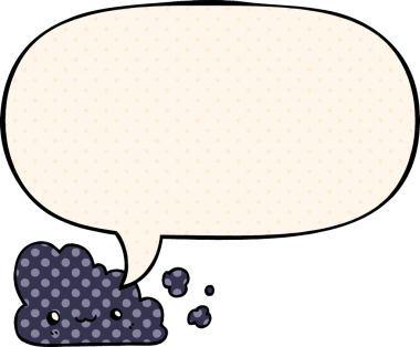 Bir insan tarafından çizilmiş çizgi roman tarzında konuşma baloncuğu olan şirin bir çizgi film bulutu.