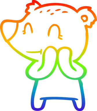 Bir insan tarafından çizilmiş gülümseyen ayı çizgi filmi.