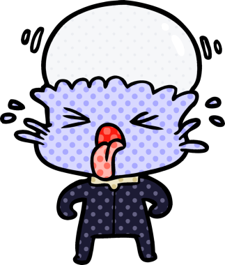 Bir insan tarafından çizilmiş garip bir uzaylı çizgi filmi.