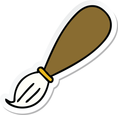 Bir insan tarafından çizilmiş şirin bir karikatür fırçasının çıkartması.