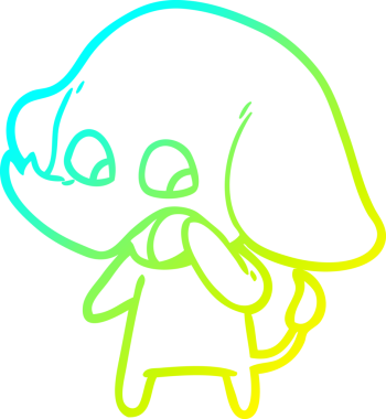 Bir insan tarafından çizilmiş şirin bir filin soğuk gradyan çizgisi