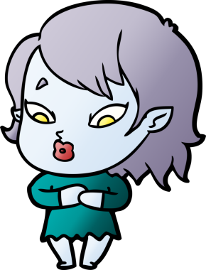 Bir insan tarafından çizilmiş şirin vampir kız çizgi filmi.