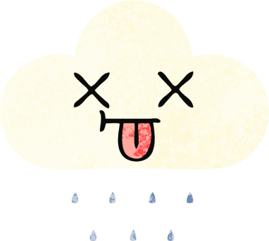 Bir insan tarafından çizilmiş yağmur bulutunun retro çizim tarzı karikatürü