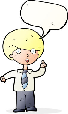 Çizgi film çocuğu soruya bir insan tarafından çizilmiş konuşma balonuyla cevap veriyor.