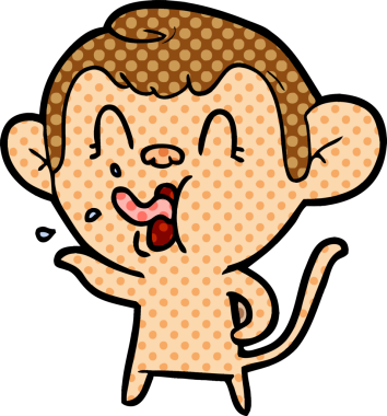 Bir insan tarafından çizilmiş çılgın çizgi film maymunu