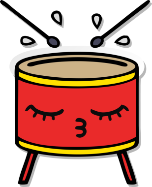 Bir insan tarafından çizilmiş şirin bir davulun sıkıntılı çıkartması.