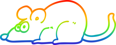 Gökkuşağı gradyan çizgi çizimi bir insan tarafından çizilmiş bir fare