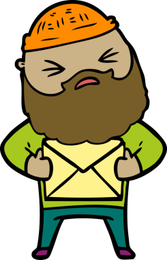 Bir insan tarafından çizilmiş sakallı bir çizgi film adamı.