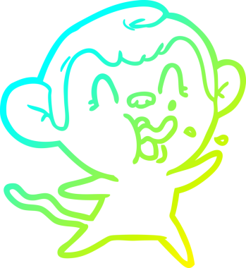 Bir insan tarafından çizilmiş çılgın bir çizgi film maymunu çizimi