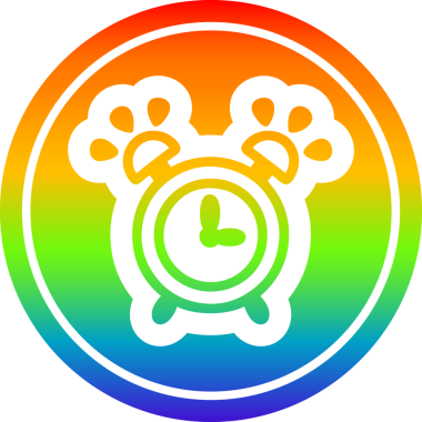 Çalan çalar saat dairesel simgesi gökkuşağı gradyan bir insan tarafından çizilmiş