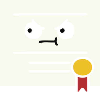 Bir insan tarafından çizilmiş mezuniyet diplomasının düz renkli retro karikatürü